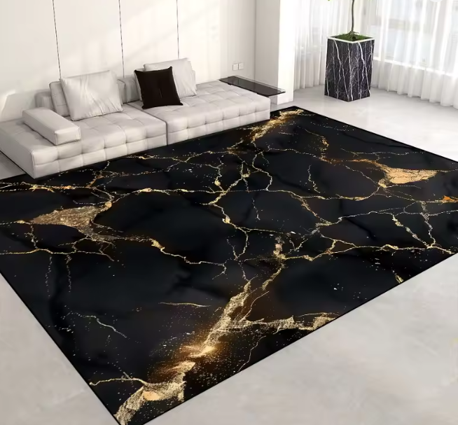 Nowoczesny dywan geometryczny 3D – miękki, antypoślizgowy.